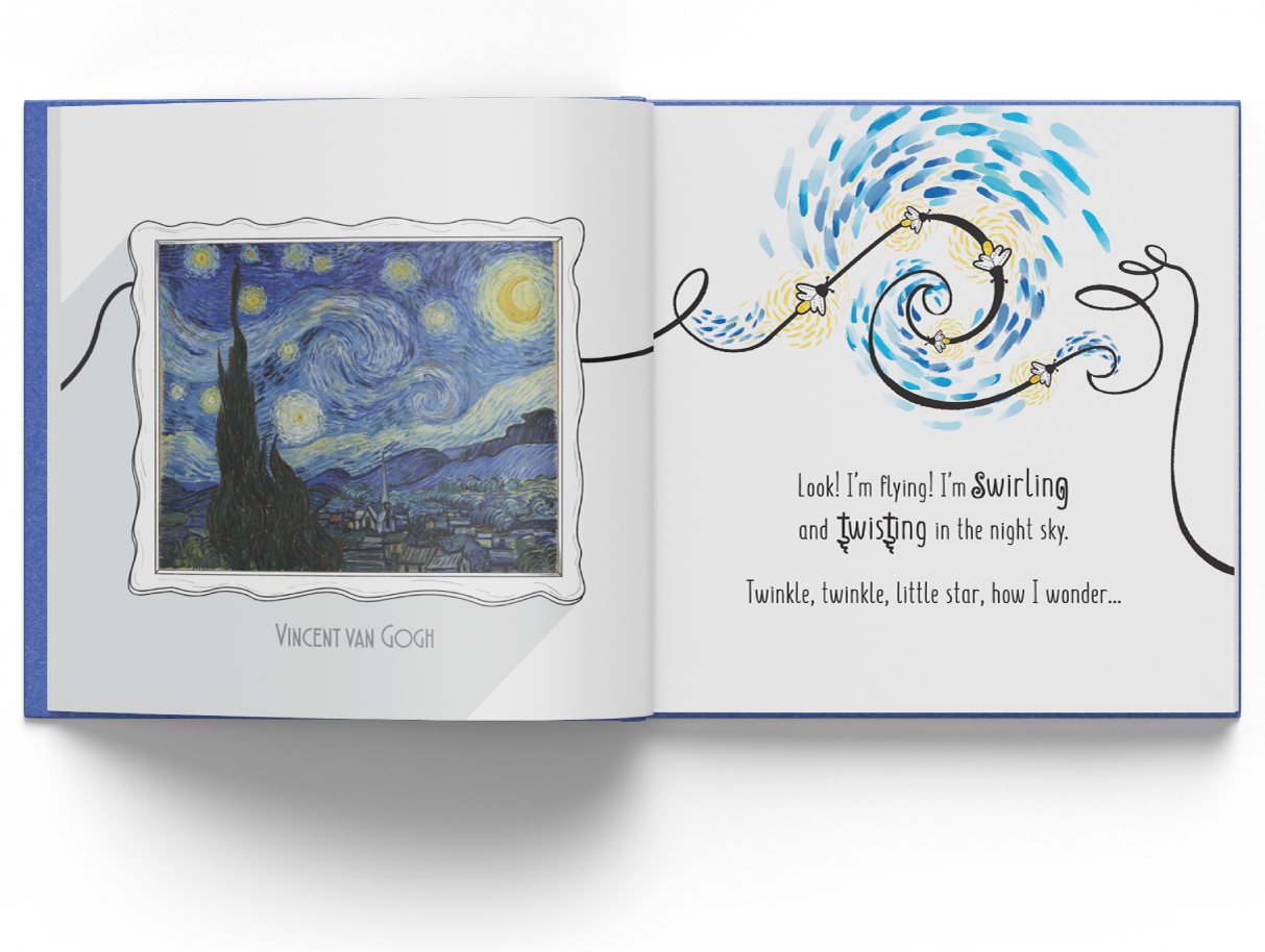 Book spread with Van Gogh's Starry Night